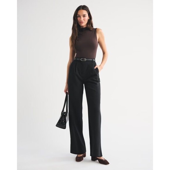 Abercrombie & Fitch Pants - NEW Abercrombie & Fitch Sloane Tailored Pants Wide Leg High Rise Black Sz 28R